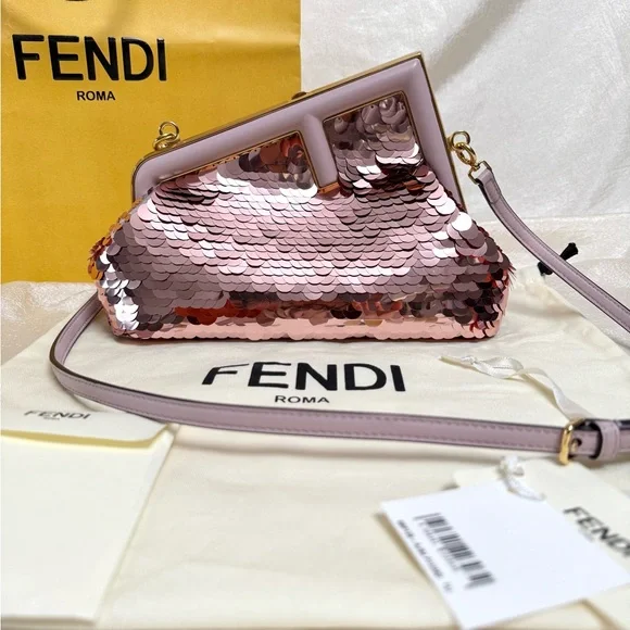 •••SOLD•••New Fendi First Shoulder Sequin Bag in Pink - Picture 1 of 15